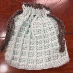 ハンドメイド 手編み 巾着袋 パステルグリーンのサムネイル