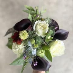 モノトーンと草花の切花セット バラ カラー クリスマスローズ 生花
