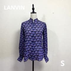 LANVIN ブラウス スリット ランバン パリ ヴィンテージ 紫　黒のサムネイル