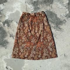 vintage スカート Aライン ブラウン 花柄 日本製 秋コーデ レトロのサムネイル