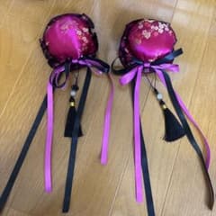 チャイナ 髪飾り 2個セット ピンク 黒 タッセルのサムネイル