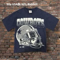 90s USA製 NFL ダラス・カウボーイズ Riddell Tシャツ M 紺