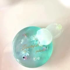 オーダー×】レジン ヘアゴム 小花と猫ちゃん ブルー&エメラルド