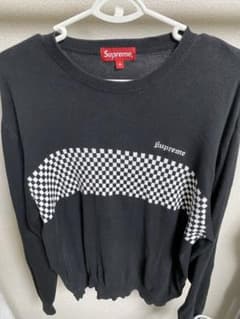 Supreme ブラック ニットセーター チェッカー - メルカリ