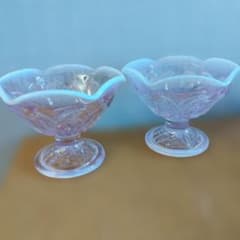 昭和レトロ ガラス デザートカップ かき氷 アイスクリームグラス 2個