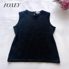 FOXEY フォクシー カシミヤ100％ ニット ベストノースリーブ 黒 38