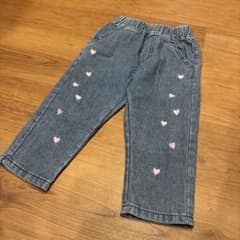 ハート刺繍 デニムパンツ ズボン 90のサムネイル