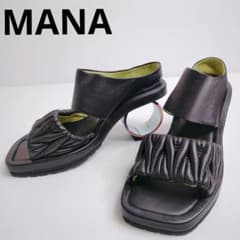 MANA サークルヒール　パデットサンダル　ブラック　ミュール　23センチ　近年 MANA サークルヒール パデットサンダル ブラック ミュール 23センチ