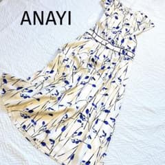 未使用級✨定価6.4万 ANAYI ラインフラワーPTロールネックワンピース 