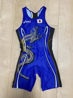 北京オリンピック】レスリング日本代表ユニフォーム 登り龍柄 青