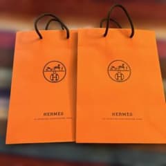HERMES ショップ袋 2枚セット オレンジ - メルカリ