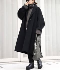2024AW Deuxieme Classe ウールアンゴラリバーコート 黒 - メルカリ