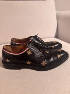GUCCI グッチ Bee Star刺繍 レザーシューズ UK9 ブラック レア - メルカリ