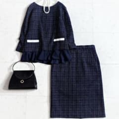 極美品【大きいサイズL】ツイード スカートセットアップ スーツ