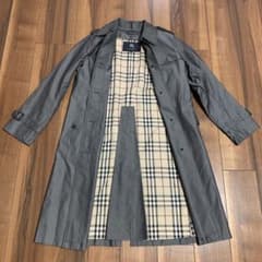 【美品バーバリーロンドン ステンカラーコート ロング ノバチェック最終出品 美品】バーバリー ロンドン ステンカラーコート ノバチェック 黒