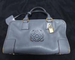希少 レアカラー LOEWE アマソナ28 グレー ハンドバッグ - メルカリ