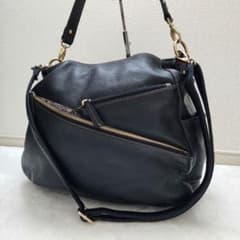 CarlosFalchi 2WAY ショルダーバッグ シボ フリンジ 黒 レザー - メルカリ