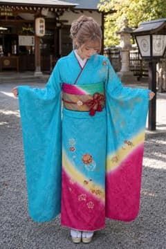成人式】✴︎背の高い方用✴︎正絹 成人振袖セット 鮮やかな水色 