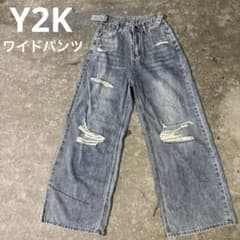 Y2K archiveダメージ ワイドデニム グランジ バギーパンツ S - メルカリ