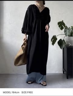 ☆期間限定値下げ☆【DOUDOU】異素材切替スキッパーワンピースのサムネイル