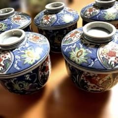有田焼 風の木窯 蓋付き碗揃 3客セット 茶碗蒸し器 小丼 金彩古伊万里