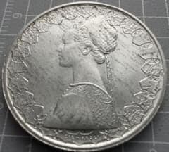 イタリア 500リラ 旧銀貨 船のデザイン1958年 1958年-1967年イタリア 500リラ 銀貨 帆船デザイン 年号エッジあり