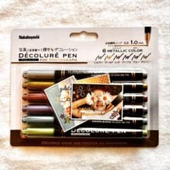 ナカバヤシ DÉCOLURÉ PEN 6色セット デコペン 未開封 メタリック
