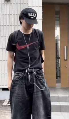 NIKE tシャツ 00s 円堂守 y2k ギザロゴ ビッグスウォッシュ 短丈のサムネイル