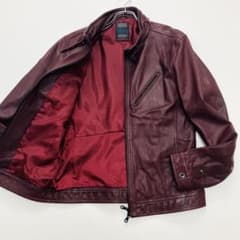 美品　ニコルクラブフォーメン　シングルライダースジャケット　本革　ボルドー　L 美品 ニコルクラブフォーメン シングルライダースジャケット 本革