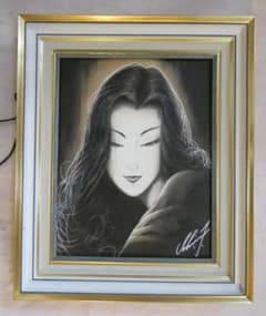 油絵 人物 鶴田一郎 F6 【 美人画 】手描き 額付き - メルカリ