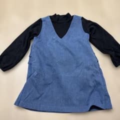 キッズ 長袖ワンピース 重ね着風 デニム調のサムネイル