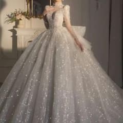 豪華ビジュー ウェディングドレス ロングスリーブのサムネイル
