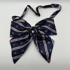 【美品】制服 リボン ネイビー ストライプ アジャスター付き コスプレ