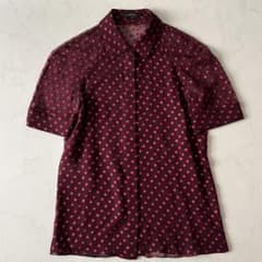 美品 グッチ トムフォード期 シルク シアーシャツ ブラウス 半袖 38 M 
