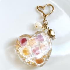 花霞の巾着　　琥珀糖シェイカーキーホルダー　レジンキーホルダー 花霞の巾着 琥珀糖シェイカーキーホルダー レジンキーホルダー