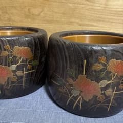 火鉢　木製　手炙り　2個　花　時代　蒔絵 火鉢 木製 手炙り 2個 花 時代 蒔絵 - メルカリ