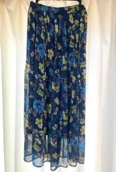 花柄 フレアスカート ネイビー Mのサムネイル