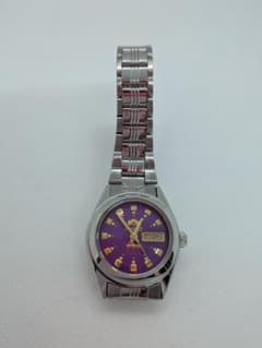 ORIENT 自動巻き 腕時計 パープルスリースターズ 稼働品】ORIENT スリースター 自動巻き パープル文字盤 レディース