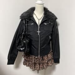 ジャケット ファー 黒 平成ギャル y2k グランジ ミリタリー d.i.a系
