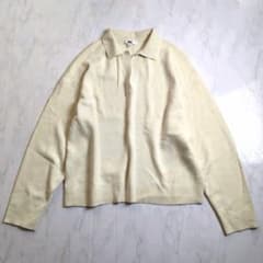 UNIQLO ユニクロ　スムースコットンリラックスポロセーター　アイボリー　XL