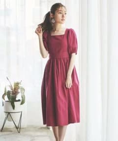 ワンピース　バックリボン　ピンク　裏地付き　半袖のサムネイル