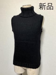 【新品】コムサ、黒、ニットベスト ノースリーブ、Mサイズのサムネイル