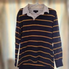 LANDS' END ラガーシャツ ネイビー イエロー Sサイズのサムネイル