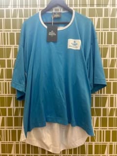 新品タグ付 ヴィヴィアンウエストウッドマン 変形ビッグTシャツ バイカラー 青白 新品タグ付 ヴィヴィアンウエストウッドマン 変形ビッグTシャツ バイ