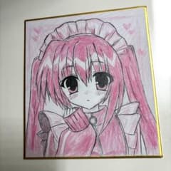 オリジナル 手描き アナログイラスト 萌え絵 色紙 ジャージメイド