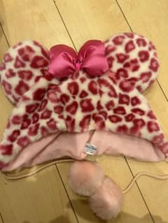 ディズニーファンキャップ  帽子  被り物  ミニーちゃん  ピンク  ヒョウ柄のサムネイル