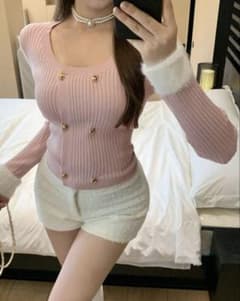 ニットセーター トップス ピンク スナ系のサムネイル