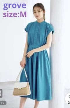 【美品】フレンチワンピース grove ブルー Mのサムネイル