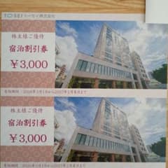 トーセイ　TOSEI 宿泊割引券 ¥3,000 2枚　株主優待券のサムネイル