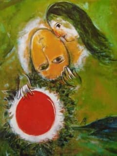 シャガール、【サン・ジャンの太陽】、画集画、新品高級額 額装付、状態良好 シャガール、【サン・ジャンの太陽】、画集画、新品高級額 額装付